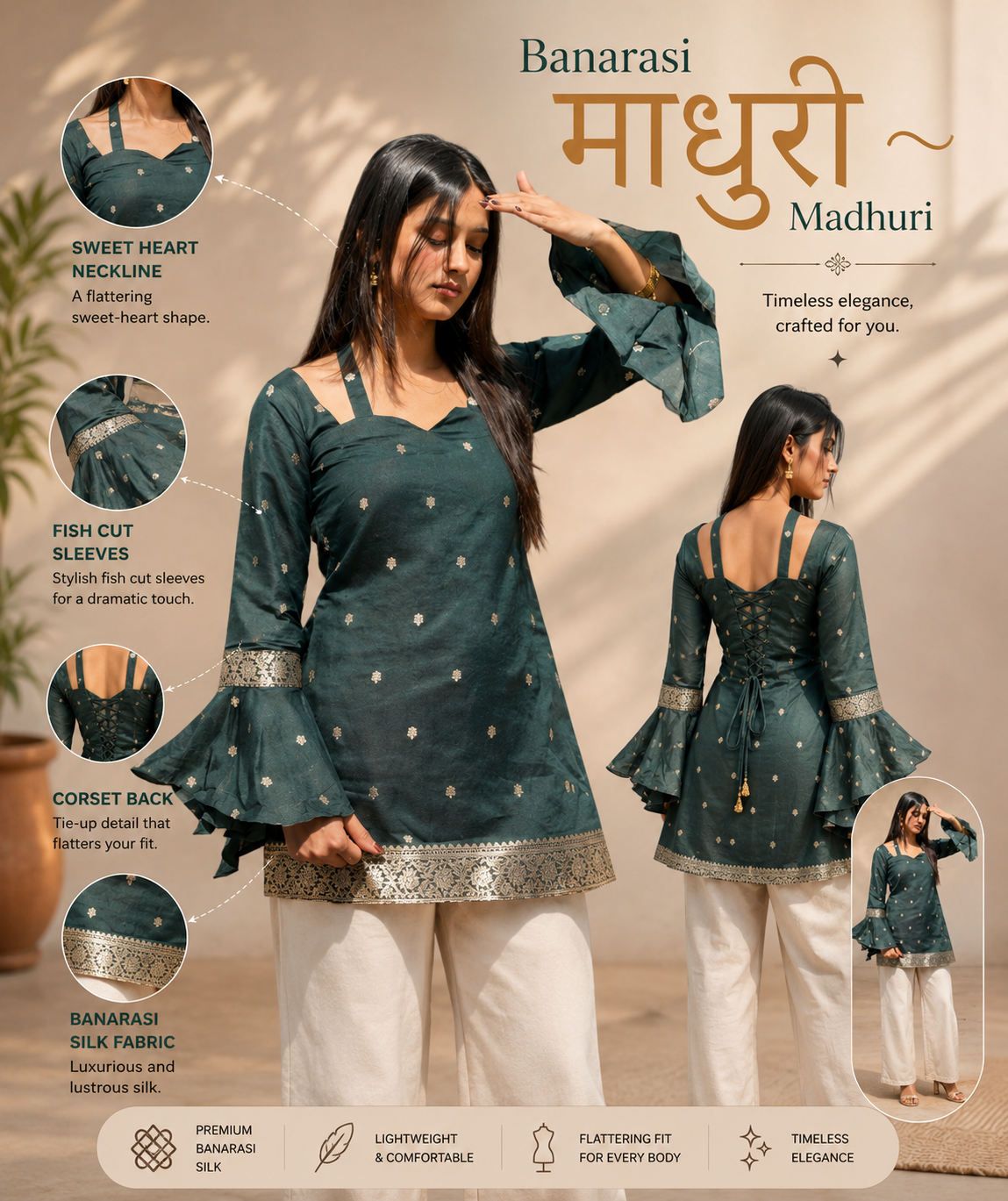 Madhuri Banarasi Silk Kurti