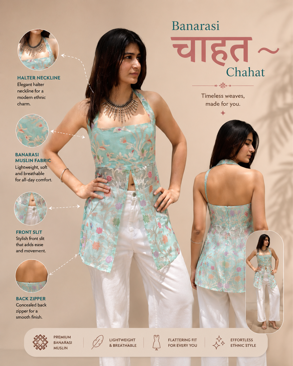 Chahat Banarasi Muslin Top