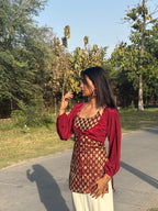 Banarasi Zoya With Sleeves Kurti