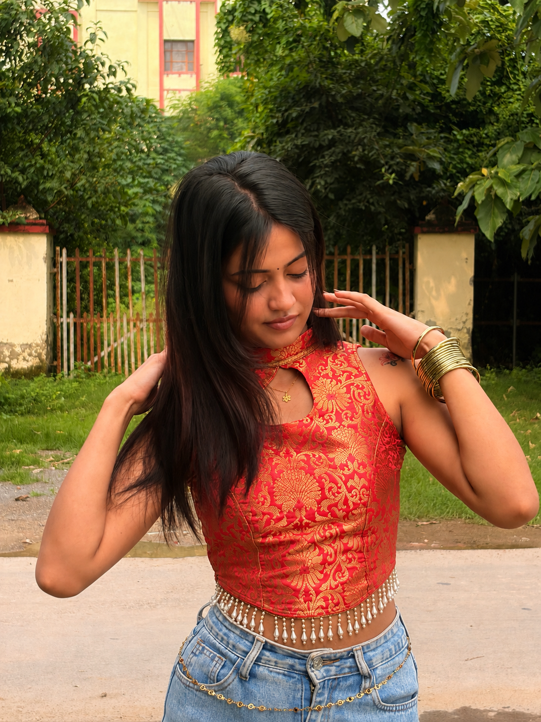 Banarasi Zari Brocade “Kumkum” Top