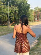 Banarasi Zoya Halter Kurti (Sleeveless)