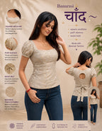 Chaand Banarasi Puff Sleeves Top